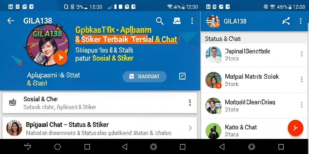 Antarmuka aplikasi GILA138 dengan pilihan stiker menarik.