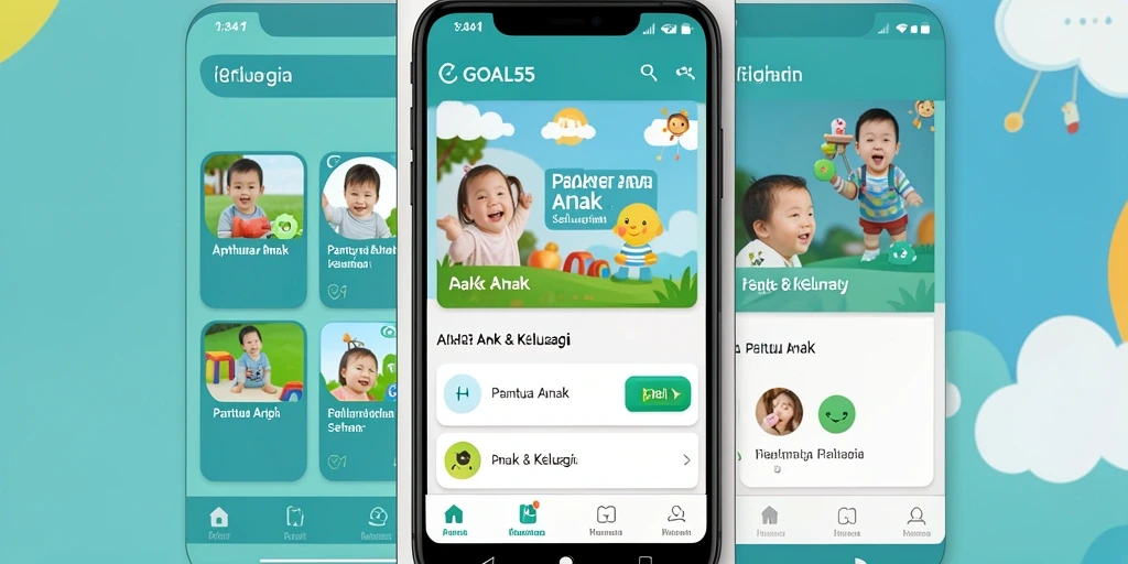 Antarmuka GOAL55 yang sederhana dan informatif untuk Pantau Anak.
