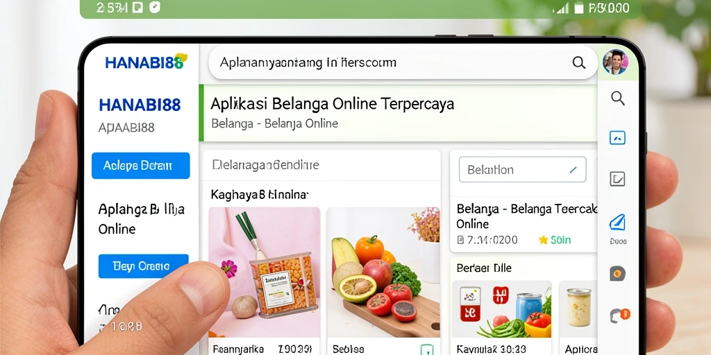 Tampilan antarmuka pengguna aplikasi Belanja Online HANABI88.