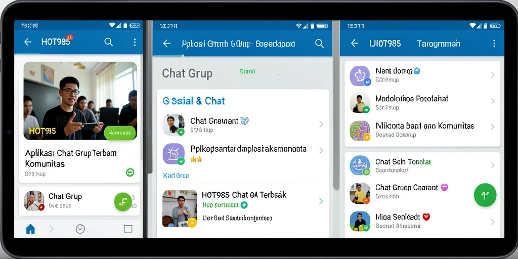 Antarmuka aplikasi HOT985 yang menarik dan mudah digunakan untuk Chat Grup.
