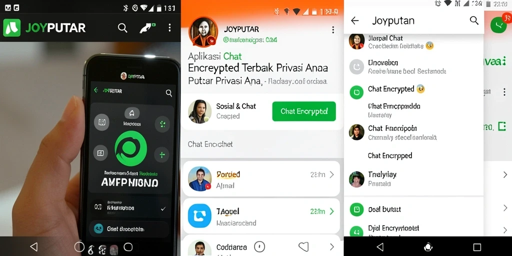 Antarmuka JOYPUTAR menampilkan fitur Chat Encrypted yang aman.