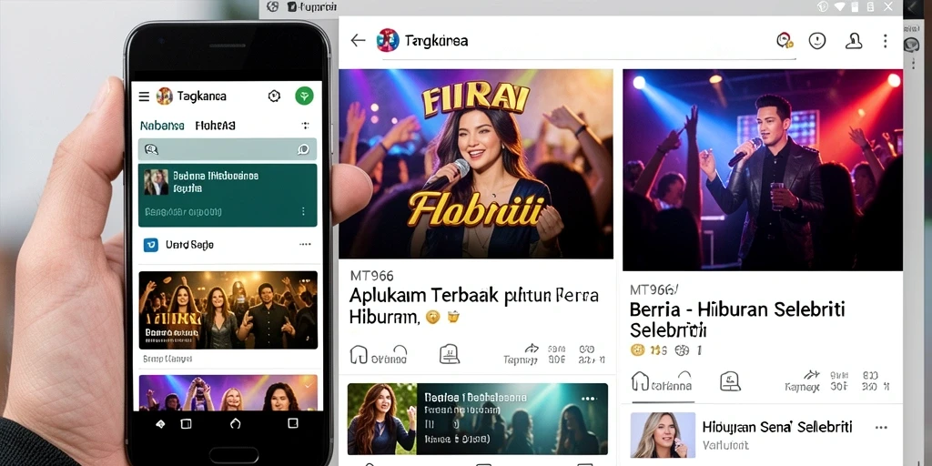 Antarmuka aplikasi <strong>MT966</strong> menampilkan berita hiburan selebriti terkini.