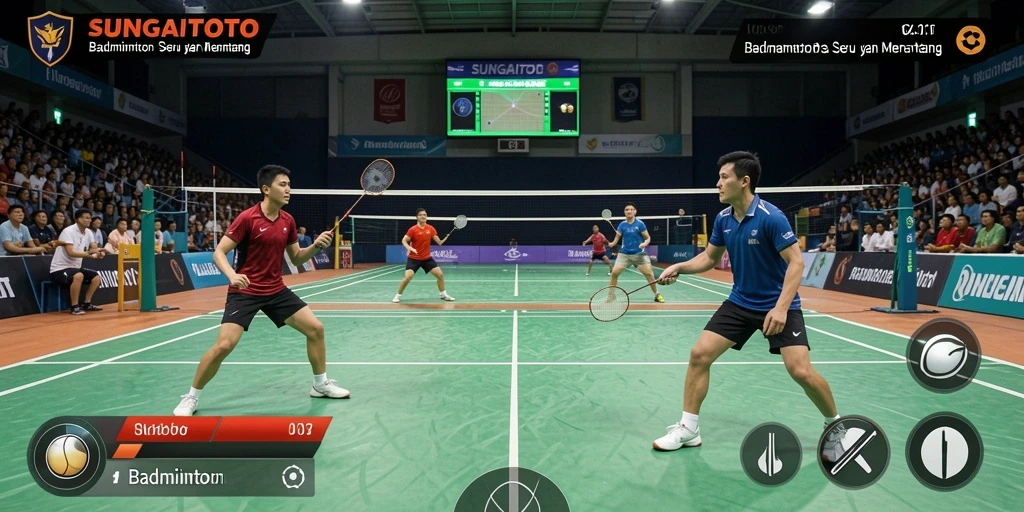 Screenshot SUNGAITOTO menampilkan aksi seru pemain badminton.