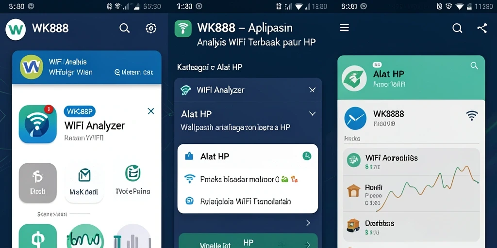 Tampilan antarmuka aplikasi WiFi Analyzer WK888 yang intuitif dan informatif.